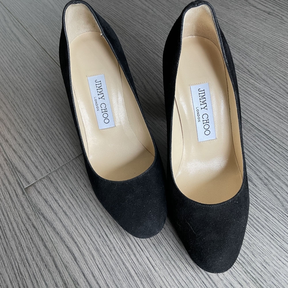 Jimmy Choo black seude pumps